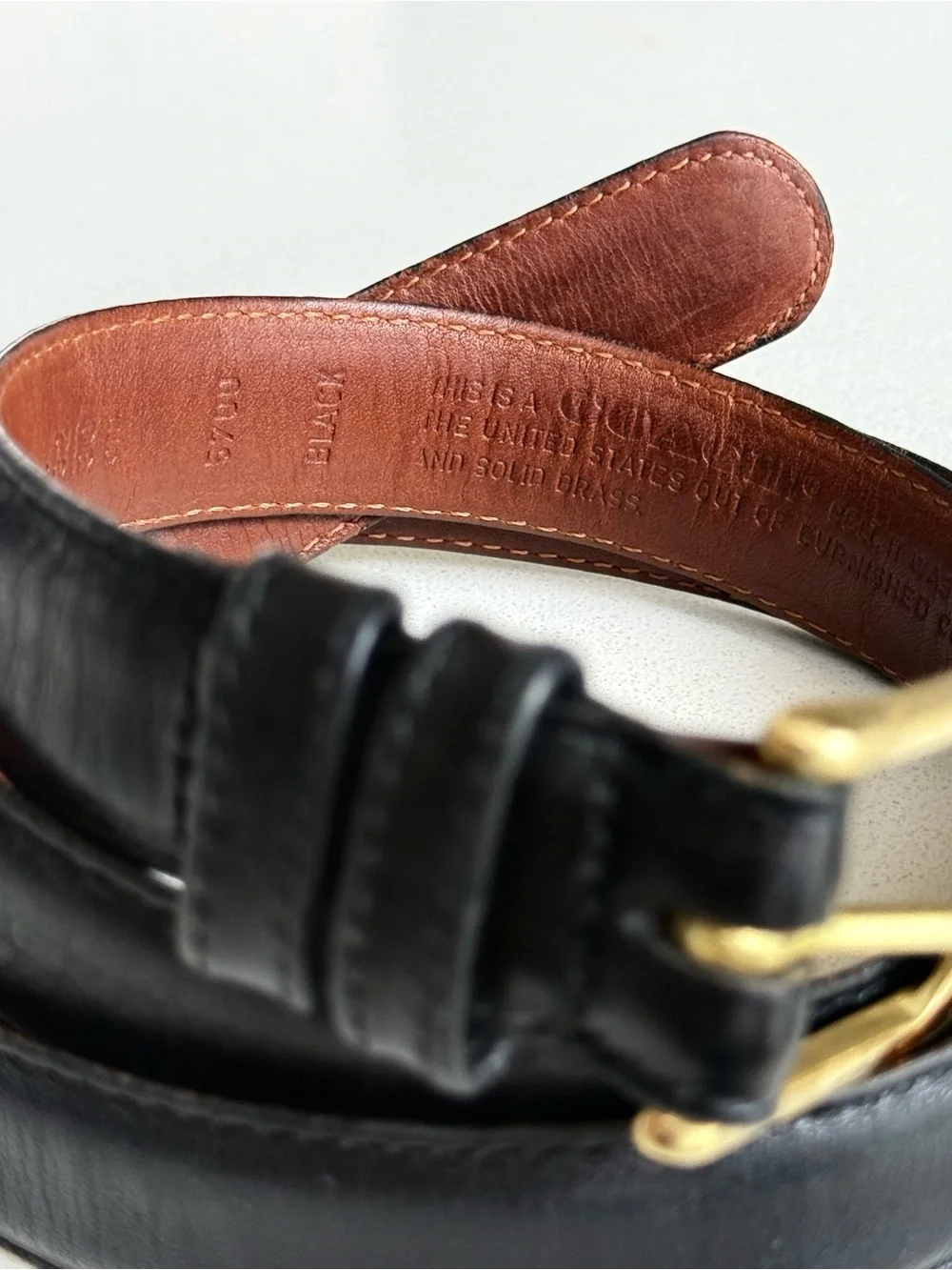 Vintage Coach Black Leather Belt with Brass Buckle Classic Minimalist 32” 5700